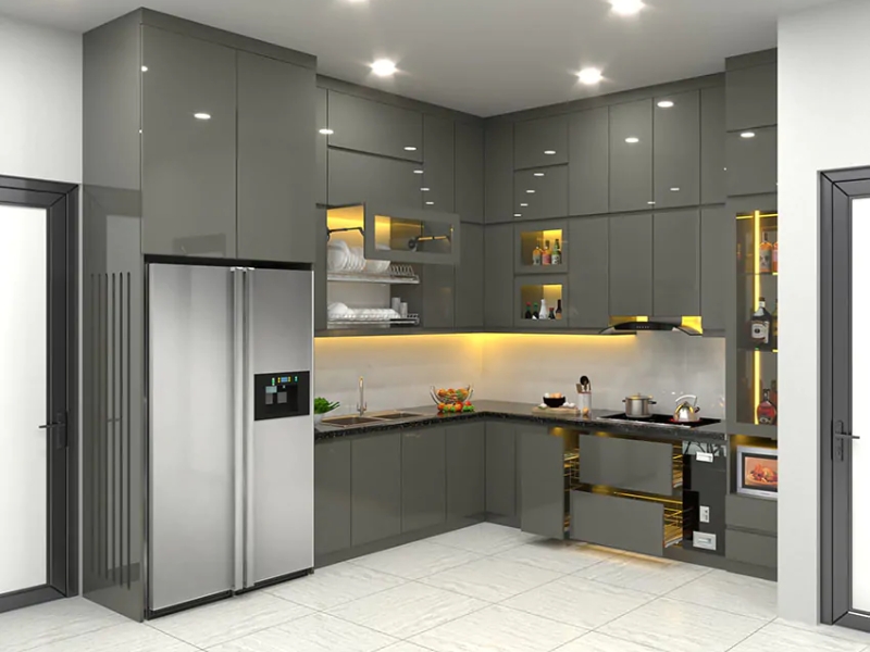 Ưu điểm nổi bật của tủ bếp nhựa phủ Acrylic - Ảnh 3